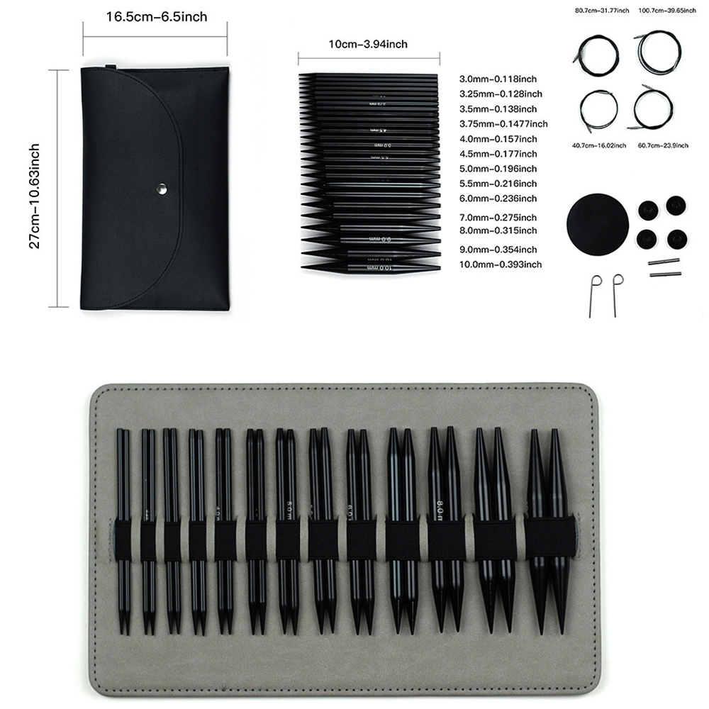 Knitting Needle Circular - Black Detachable Circular Aluminum Oxide Multifunctional