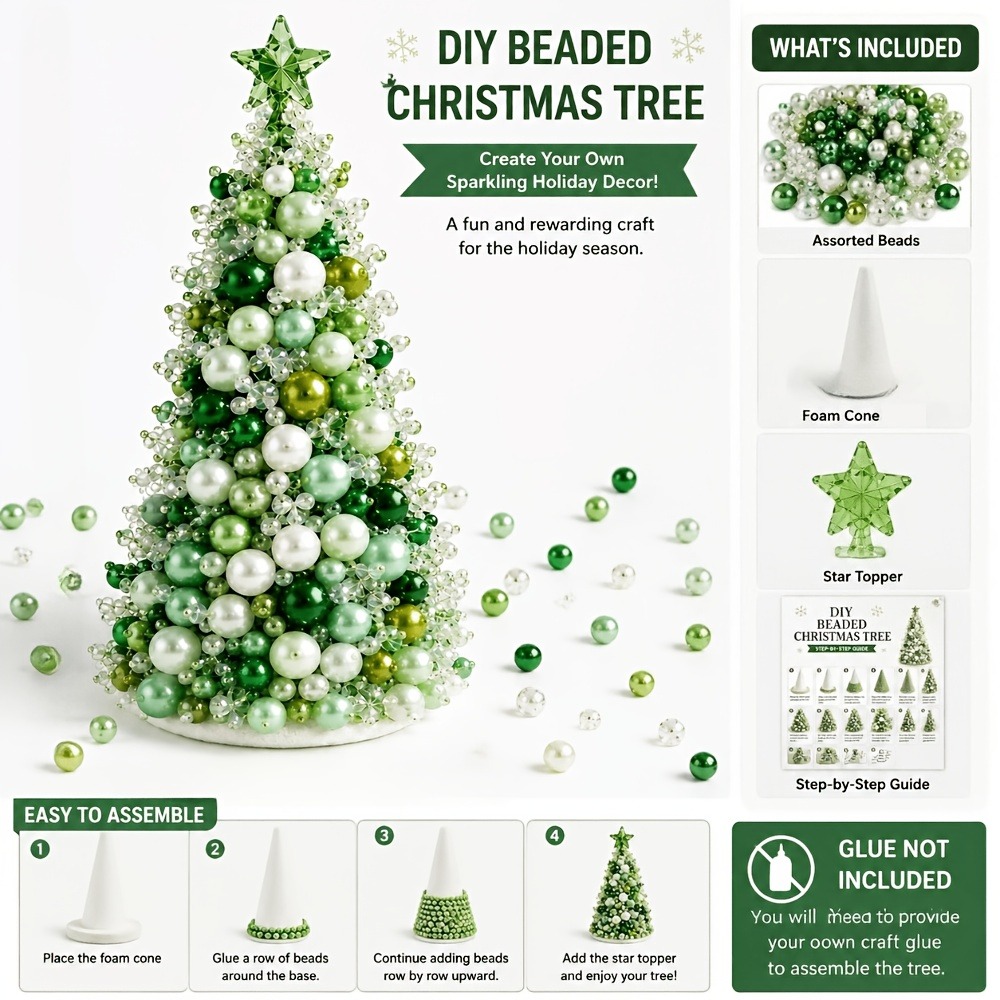 Art Craft Kits For Kids - DIY Beaded Christmas Tree Kit, Handmade
