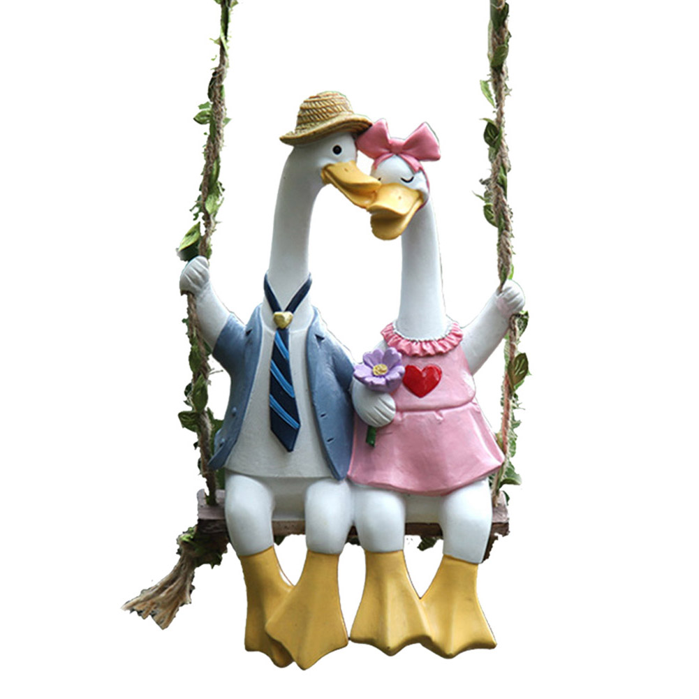 Art Craft Duck - Couple Duck Swing Statue Couple Duck
