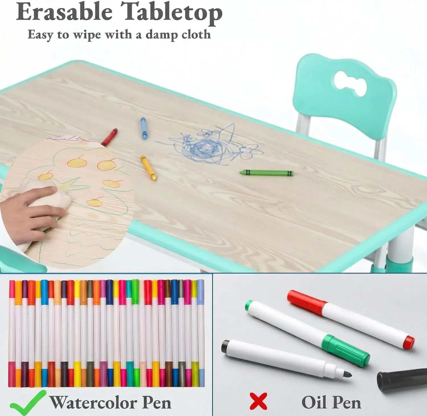Kids Table and 6 Chairs Set, H - Art Craft For Preschool 评论和价格