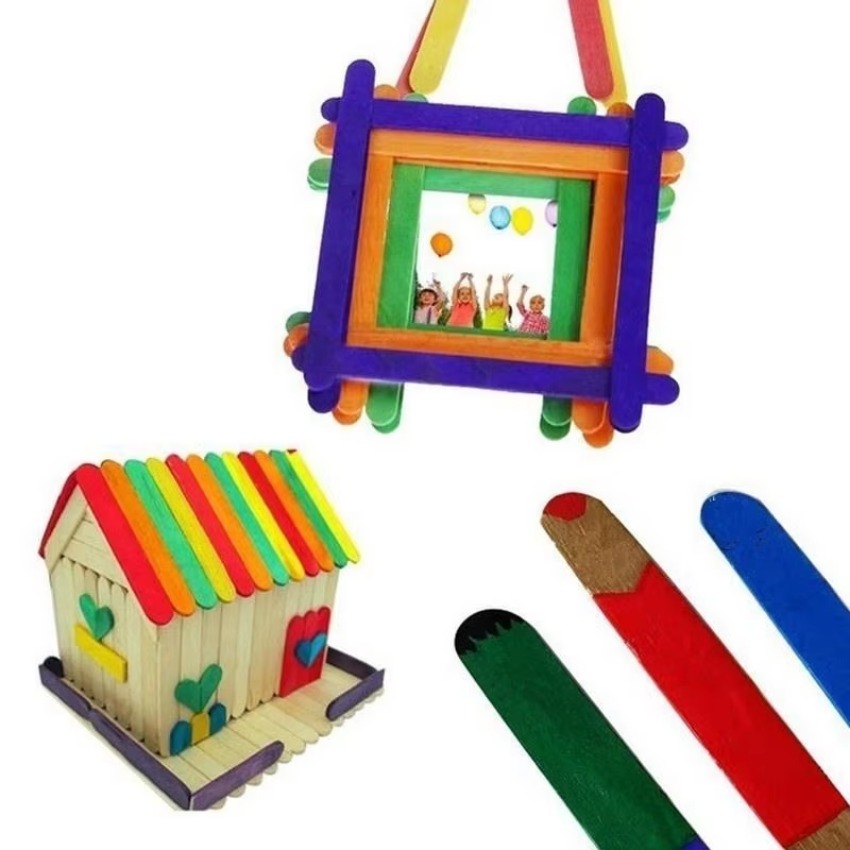 50Pcs Lot Natural Colored Wood - Art Craft With Ice Cream Stick 评论和价格