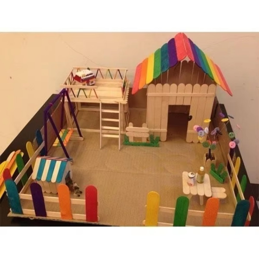 50Pcs Lot Natural Colored Wood - Art Craft With Ice Cream Stick 评论和价格