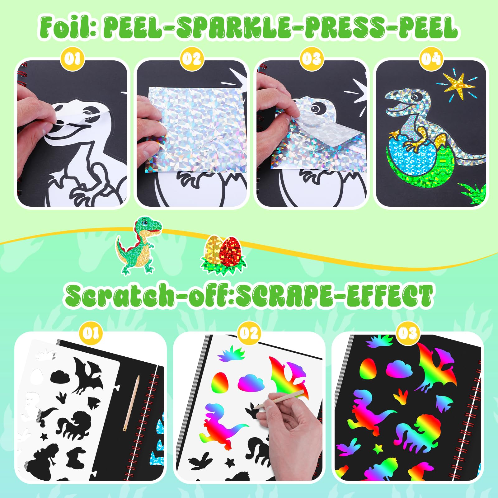 Dinosaur Scratch Art Book for  - Art Craft Kits For Kids 评论和价格