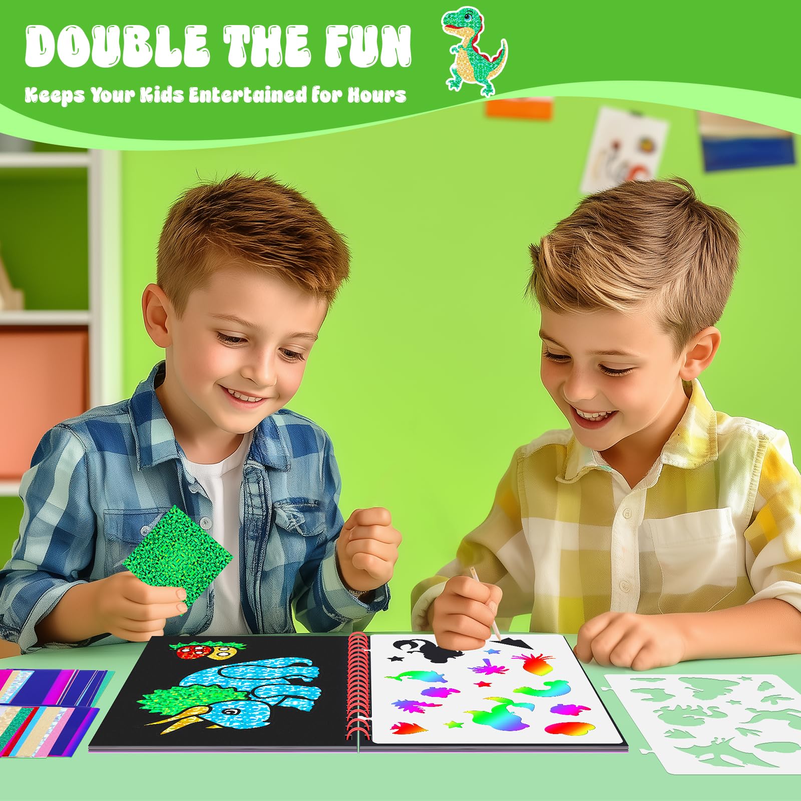 Dinosaur Scratch Art Book for  - Art Craft Kits For Kids 评论和价格