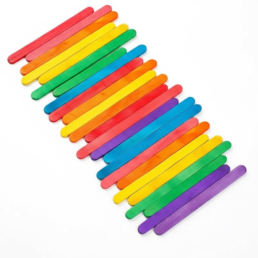 50Pcs Colored Wooden Popsicle  - Art Craft With Ice Cream Stick 评论和价格